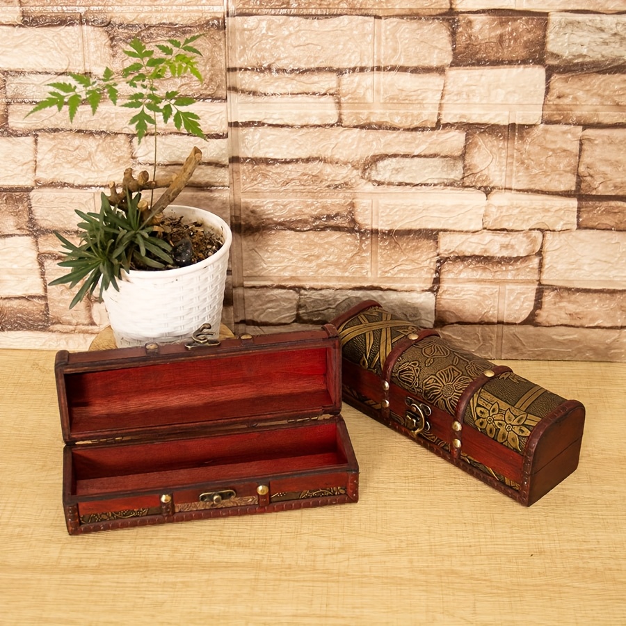 Vintage Style Wooden Jewellery Box, Plant Pattern Storage
